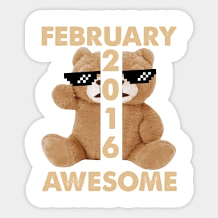 February 2016 Awesome Bear Cute Birthday Sticker